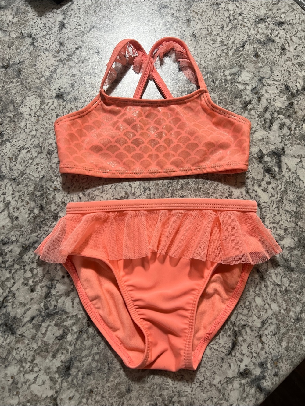 George Coral Pink Ruffle Two-Piece Swim Bikini Set